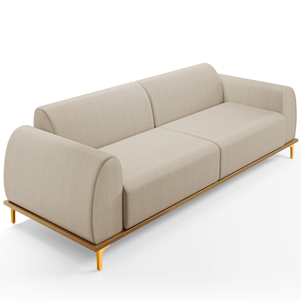 Sofá 03 Lugares Para Sala De Estar Kiev 230 Cm D02 Linho Bege