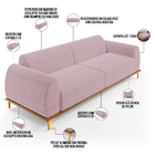 Sofá 03 Lugares Para Sala De Estar Kiev 230 Cm D02 Veludo Ros