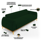 Sofá 03 Lugares Para Sala De Estar Kiev 230 Cm D02 Veludo Ver