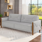 Sofá 03 Lugares Para Sala De Estar Pés Em Madeira 220 Cm Beri