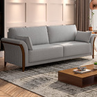 Sofá 03 Lugares Para Sala De Estar Pés Em Madeira 222 Cm Stef