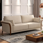 Sofá 03 Lugares Para Sala De Estar Pés Em Madeira 222 Cm Stef