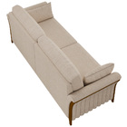 Sofá 03 Lugares Para Sala De Estar Pés Em Madeira 222 Cm Stef