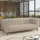 Sofá 03 Lugares Para Sala De Estar Pés Em Madeira 240cm Flori