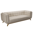 Sofá 03 Lugares Para Sala De Estar Pés Em Madeira 240cm Flori