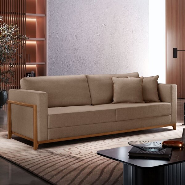 Sofá 03 Lugares Paris Veludo 1,74m Bege