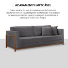 Sofá 03 Lugares Paris Veludo 1,74m Cinza Escuro