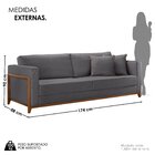 Sofá 03 Lugares Paris Veludo 1,74m Cinza Escuro