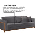 Sofá 03 Lugares Paris Veludo 1,74m Cinza Escuro