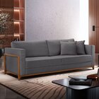 Sofá 03 Lugares Paris Veludo 1,74m Cinza Escuro