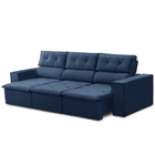 Sofá 03 Lugares Retrátil E Reclinável Stella 12012 Veludo Azu