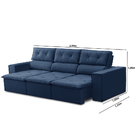 Sofá 03 Lugares Retrátil E Reclinável Stella 12012 Veludo Azu