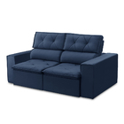 Sofá 03 Lugares Retrátil E Reclinável Stella 12012 Veludo Azu