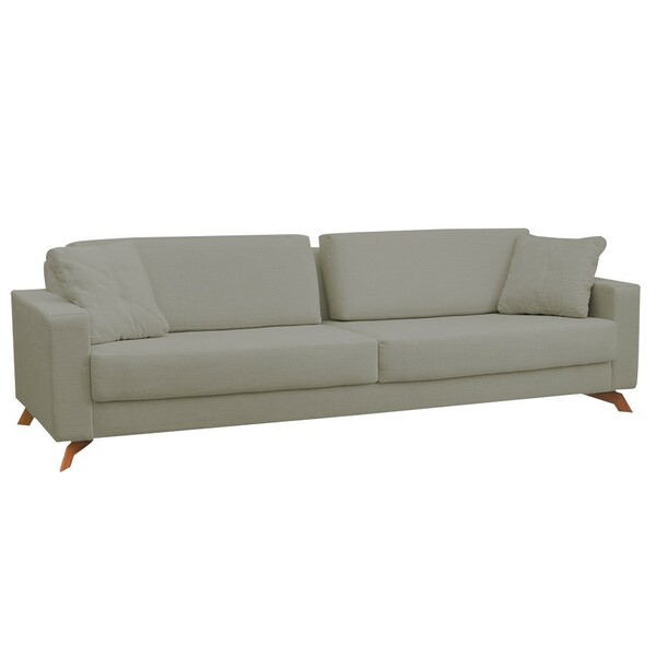 Sofá 03 Lugares Sala De Estar 210cm Córdoba Linho Cinza - Gra