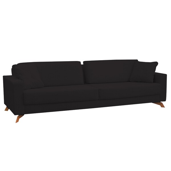 Sofá 03 Lugares Sala De Estar 240cm Córdoba Linho Preta - Gra