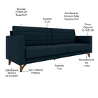 Sofá 03 Lugares Sala De Estar 240cm Trang Linho Azul - Gran B