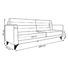 Sofá 03 Lugares Sala De Estar 240cm Trang Linho Azul - Gran B