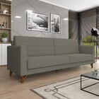 Sofá 03 Lugares Sala De Estar 240cm Trang Linho Cinza - Gran