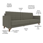 Sofá 03 Lugares Sala De Estar 240cm Trang Linho Cinza - Gran