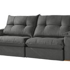 Sofá 03 Lugares Turquia Retrátil E Reclinável Linho 2,0m Cinza