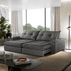 Sofá 03 Lugares Turquia Retrátil E Reclinável Linho 2,0m Cinza