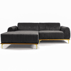 Sofá 04 Lugares 230 Cm Chaise Direito Molino Veludo Granizo