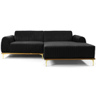 Sofá 04 Lugares 230 Cm Chaise Esquerdo Molino Pés Gold Preto