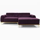 Sofá 04 Lugares 230 Cm Chaise Esquerdo Molino Veludo Roxo