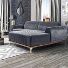 Sofá 04 Lugares 230 Cm Chaise Esquerdo Molino Veludo Titânio