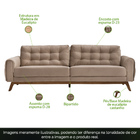 Sofá 04 Lugares 230cm Dallas Base Madeira Castanho Veludo Beg