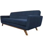 Sofá 04 Lugares 230cm Miami Base Madeira Veludo Azul Escuro -