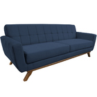 Sofá 04 Lugares 230cm Miami Base Madeira Veludo Azul Escuro -