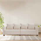 Sofá 04 Lugares 260cm Dublin Pés Madeira Castanho Linho Bege