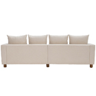 Sofá 04 Lugares 260cm Dublin Pés Madeira Castanho Linho Bege