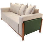 Sofá 04 Lugares Para Sala De Estar 218 Cm Khali B04 Linho Beg