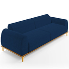 Sofá 04 Lugares Para Sala De Estar Kiev 260 Cm D02 Veludo Azu