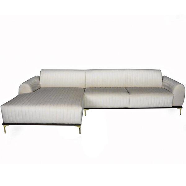 Sofá 05 Lugares 300 Cm Chaise Direito Molino Veludo Creme