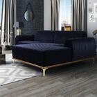 Sofá 05 Lugares 300 Cm Chaise Esquerdo Molino Azul Marinho