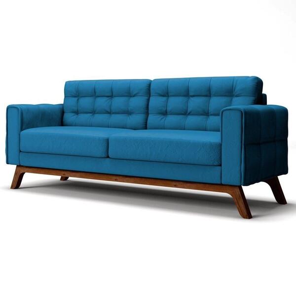 Sofá 150cm 2 Lugares Sandero Veludo Azul