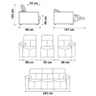 Sofá 154cm Reclinável 3 Lugares Atlanta T02 Couro Marrom
