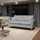 Sofá 160cm 2 Lugares Com Almofadas Pés Curvos Veras Linho D05