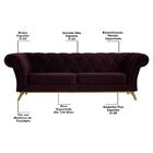 Sofá 180cm 3 Lugares Base Madeira Império B-292 Veludo Uva -