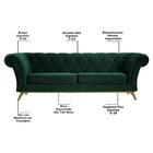 Sofá 180cm 3 Lugares Base Madeira Império B-303 Veludo Verde