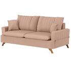 Sofá 180cm 3 Lugares Com Almofadas Pés Curvos Veras Linho D05