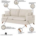 Sofá 180cm 3 Lugares Com Almofadas Pés Curvos Veras Linho D05