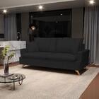 Sofá 180cm 3 Lugares Com Almofadas Pés Curvos Veras Suede D05