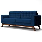 Sofá 180cm 3 Lugares Sandero Veludo Azul Marinho