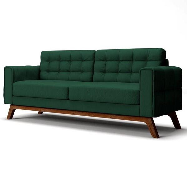 Sofá 180cm 3 Lugares Sandero Veludo Verde