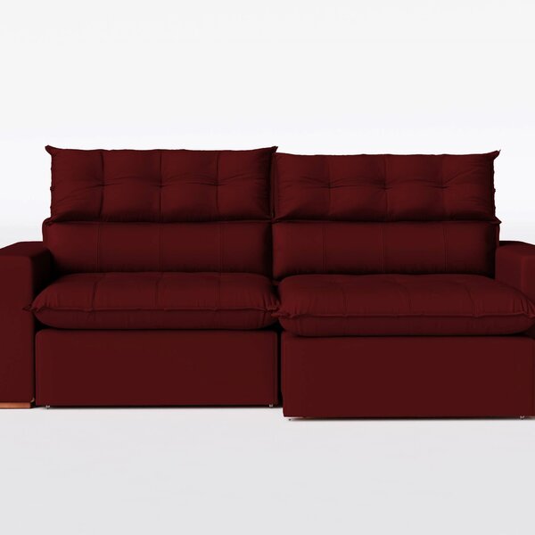 Sofá 190 Cm Retrátil E Reclinável Molas Ensacadas Vermelho