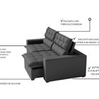 Sofá 190cm Retrátil E Reclinável Molas Ensacadas Cinza